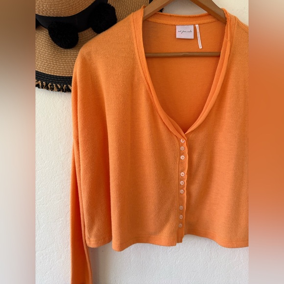 UO Out From Under BouncePlush Chloe Orange Button Up Cardigan Top XS Loungewear - Picture 9 of 13